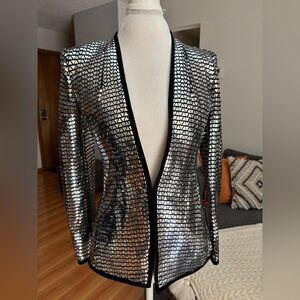 Zara Black and Silver Geometric Blazer